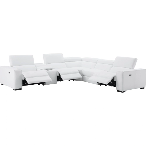 Picasso 6 Piece Motion Sectional Sofa in Snow White Top Grain Leather